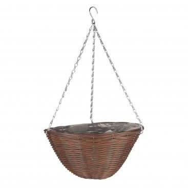 4x 14'' Chestnut Faux Rattan Basket