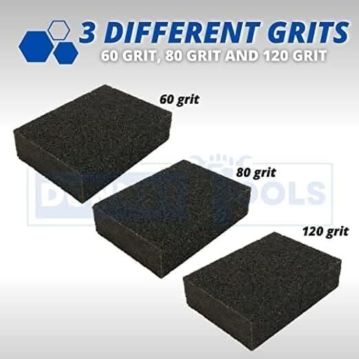 3 Pack Sponge Sanding Block Set 60 80 120 Grit Fine Medium Coarse grades Sandpaper