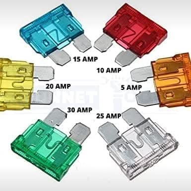 12p Pack Car Auto Standard Fuses 5, 10, 20, 25, 30 Amp Assorted Set Rectangular Blades