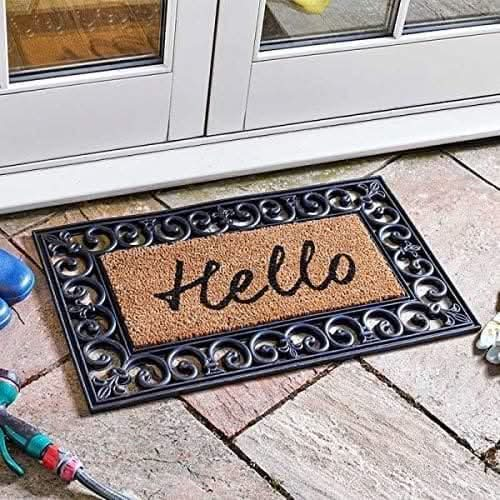 Novelty Design Natural Look Non Slip Door Mat - Hello