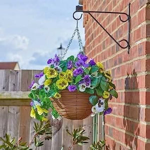 30cm Hanging Basket Artificial Flowers Garden Décor - Pansy Pourri