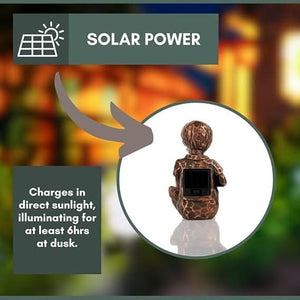 Solar-Powered Boy & Girl Lantern Garden Ornaments