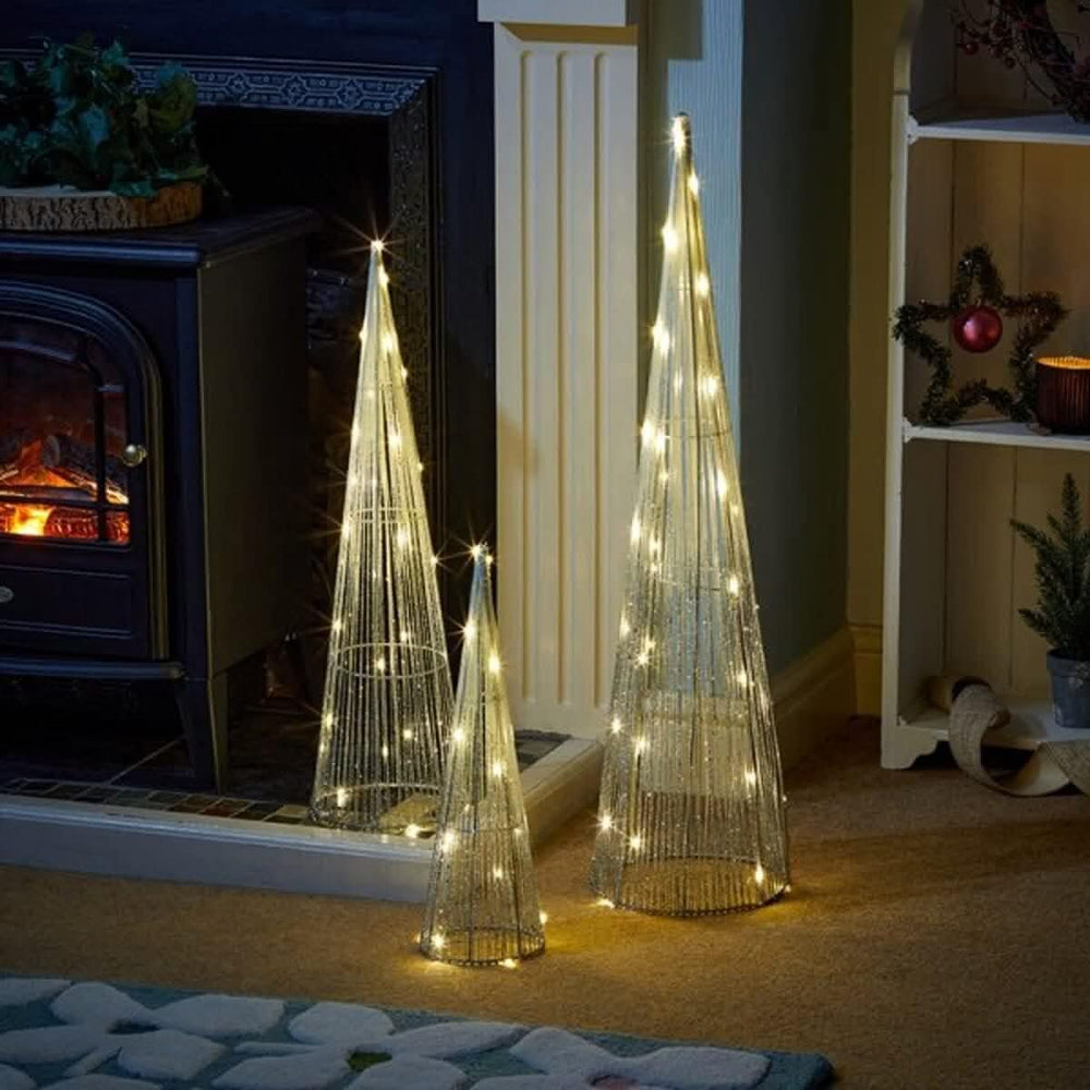 3pc Christmas Cone Set - Silver