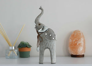 Large Resin Wood Effect Elephant Ornament