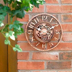 Large Outdoor Open Face Bronze Effect Garden Wall Clock