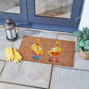 Ducks in Wellies Decor Natural Design Doormat