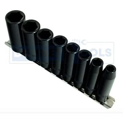 8pc 3/8" Drive Impact Socket Set SAE Imperial Deep impact socket 3/8" - 13/16"