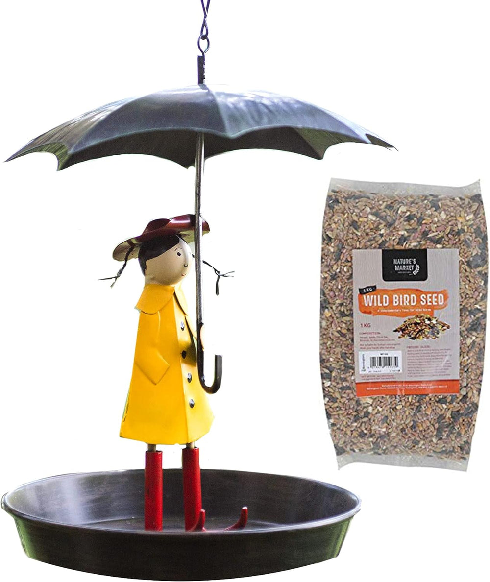 Iron umbrella girl Bird Feeder and 1kg seed