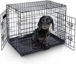 24" Double Door Dog Crate Foldable Pet Transportation