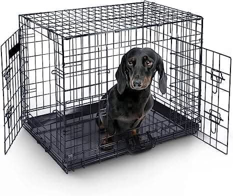 24" Double Door Dog Crate Foldable Pet Transportation