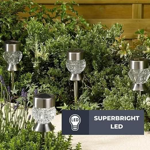 4x Solar Powered LED Stake Lights Diamond Shaped