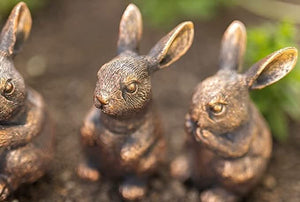 Set of Four Bronze Effect Resin Rabbit Garden Ornaments