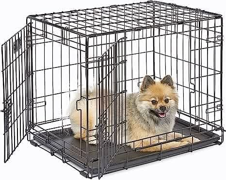 24" Double Door Dog Crate Foldable Pet Transportation