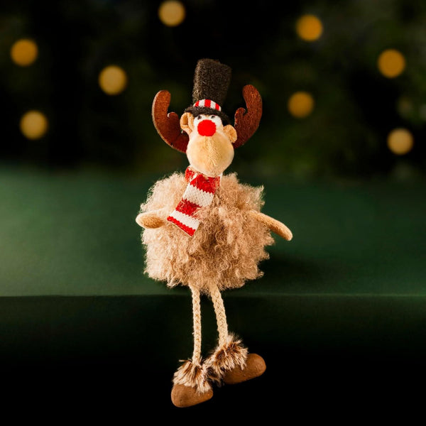 Black Reindeer Ornament W/Dangly Legs