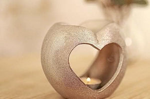 Silver Sparkle Heart Oil Burner Wax Warmer