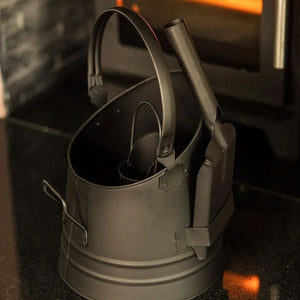 Fireside Coal Bucket and Match Cannister (black)