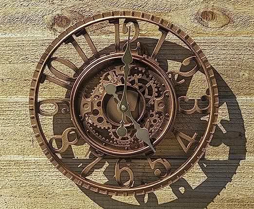 Large Outdoor Open Face Bronze Effect Garden Wall Clock