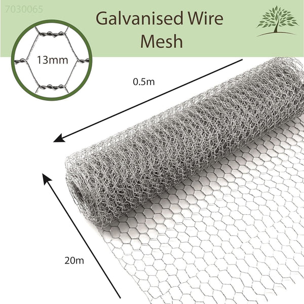 13mm, 0.5x20m Galvanised Wire Mesh