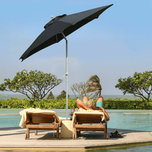 2m Aluminium BLACK Lightweight Garden Parasol