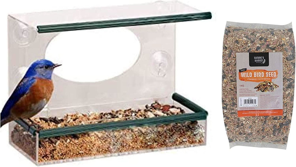 Window Feeder + 1kg Bag of Bird Food (Seed)