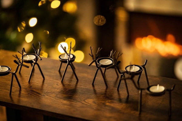 Reindeer Design Metal Candle Holder - Set of Six