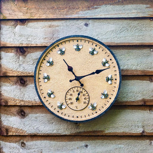 RESIN BEE CLOCK WITH THERMOMETER