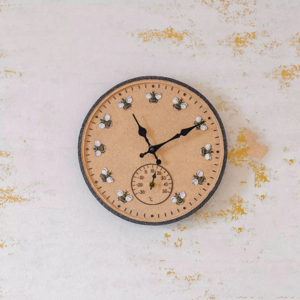 RESIN BEE CLOCK WITH THERMOMETER