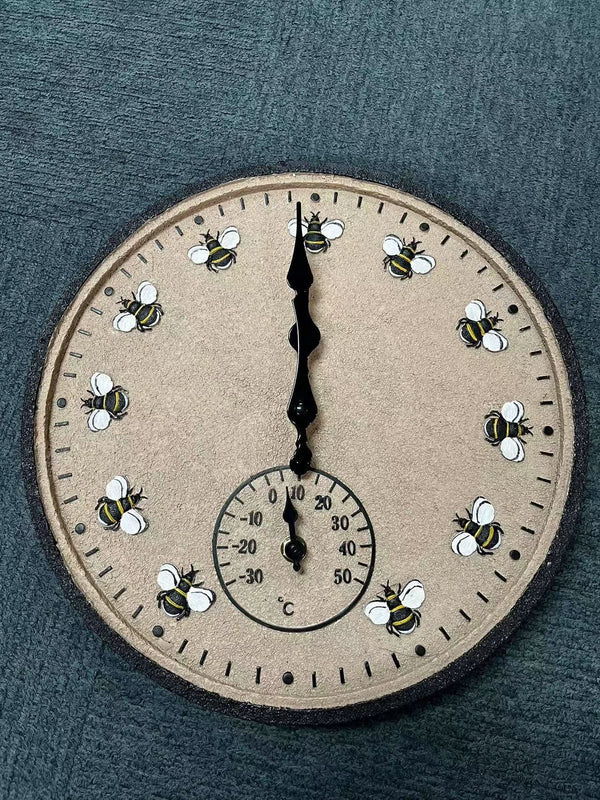 RESIN BEE CLOCK WITH THERMOMETER