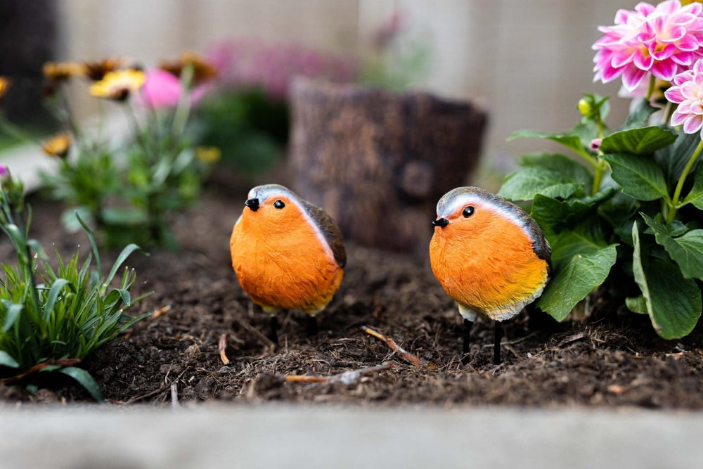 2pc Resin Robin Garden Ornaments