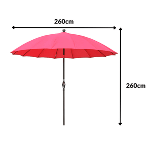 2.6m Large Metal Garden Patio Parasol - Red