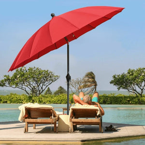 2.6m Large Metal Garden Patio Parasol - Red