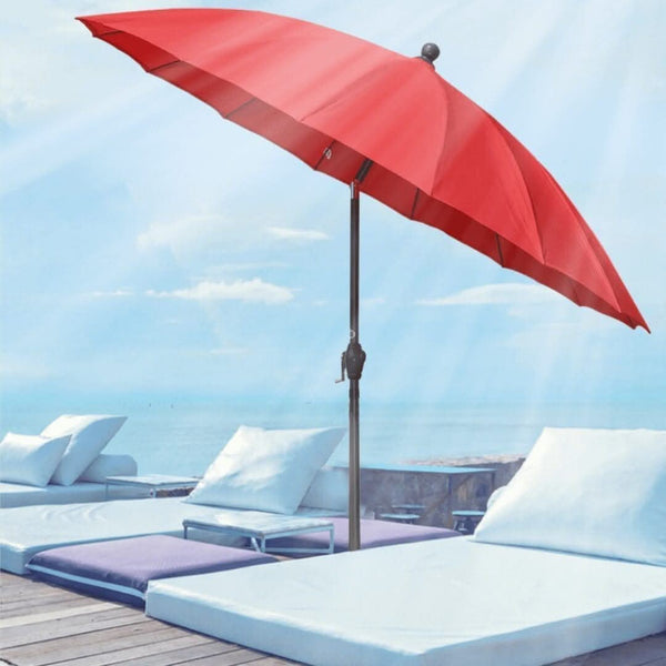 2.6m Large Metal Garden Patio Parasol - Red