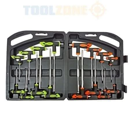 16pc CRV T Handle Hex & Star Screwdriver Set