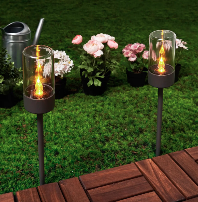 4PC Black Solar Ground Spike Pathway Lights