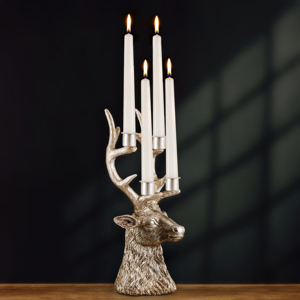 Decorative Resin Stag Head 4 Taper Candle Holder