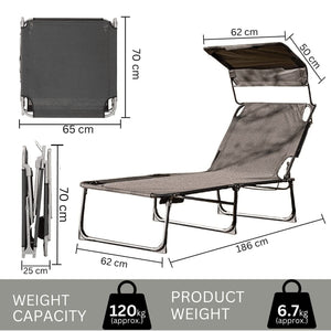 Folding Sun Lounger with Canopy