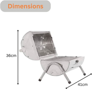 Portable Barrel Stainless Steel BBQ Garden Camping Picnic Charcoal Grill Table