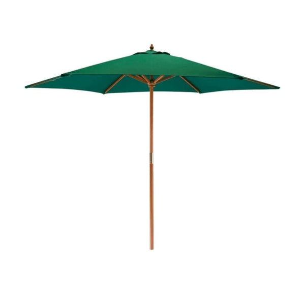 Parasol Pulley System 2.4m Green Garden Sun Shade Umbrella Wooden