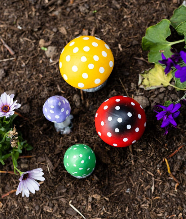 4pc Colourful Mushroom Garden Ornaments