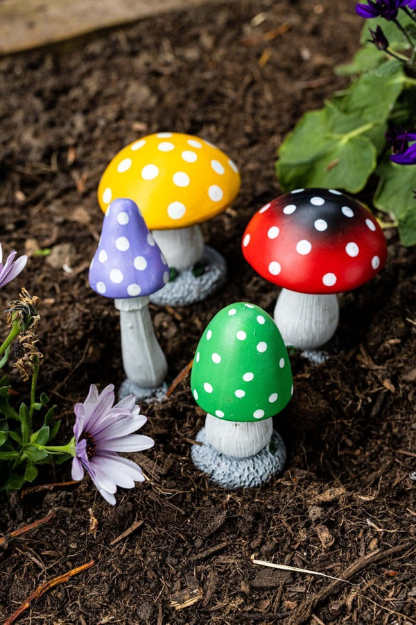 4pc Colourful Mushroom Garden Ornaments