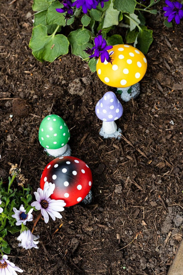 4pc Colourful Mushroom Garden Ornaments