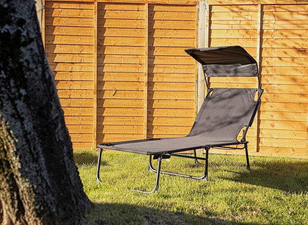 Folding Sun Lounger with Canopy