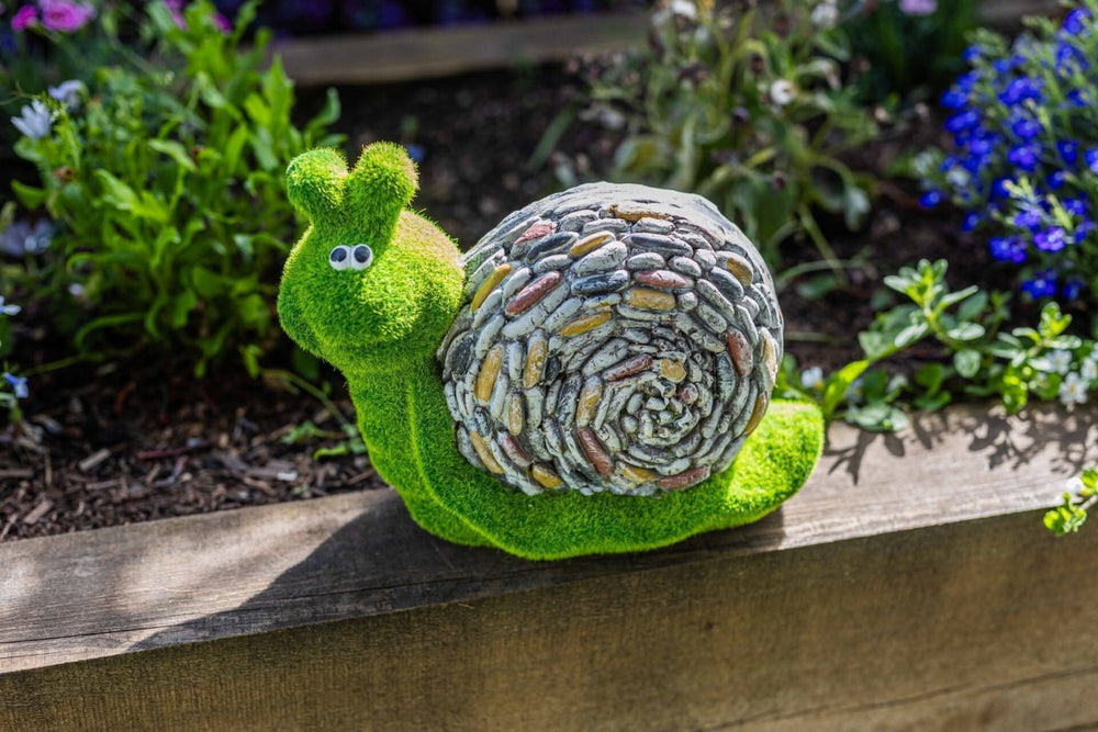 Stone and Grass Effect Snail Statue