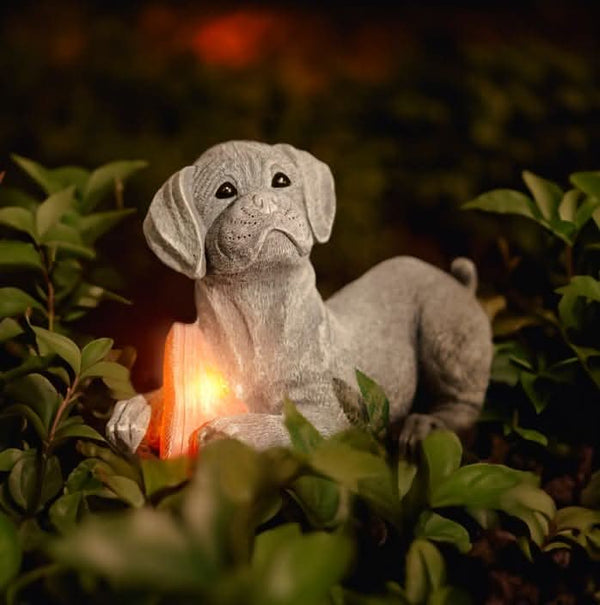 Dog holding a shoe - Solar Powered Garden Ornaments