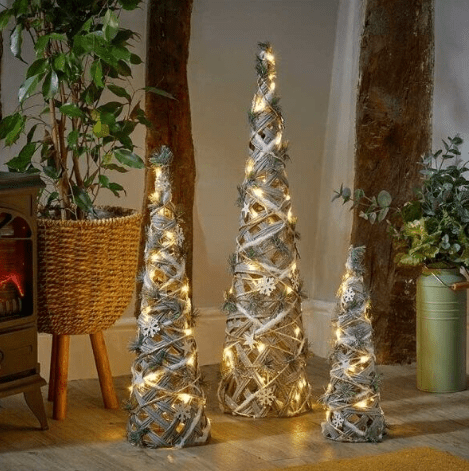 Christmas LED Rattan Christmas Trees 3pc