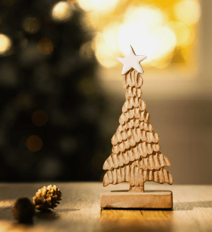 Carved Wooden Christmas Tree Ornament