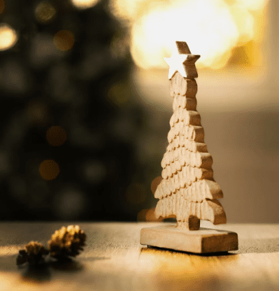 Carved Wooden Christmas Tree Ornament