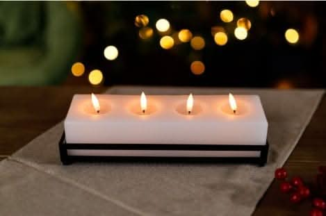 4 Wick LED Christmas Table Candle Block