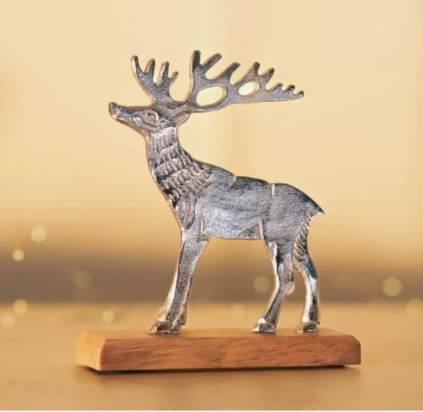 Christmas Reindeer Stag Ornament Metal Wood Decoration