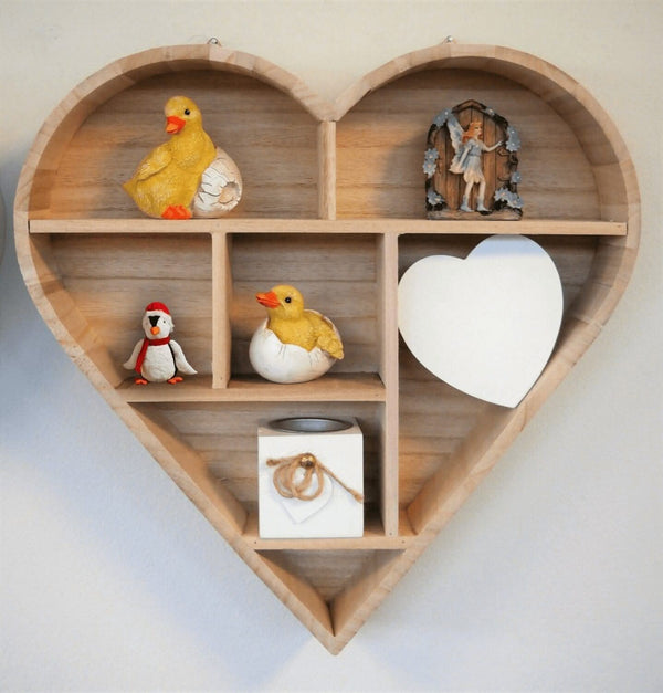 6 Compartment Heart Shaped Modern Wall Shelf